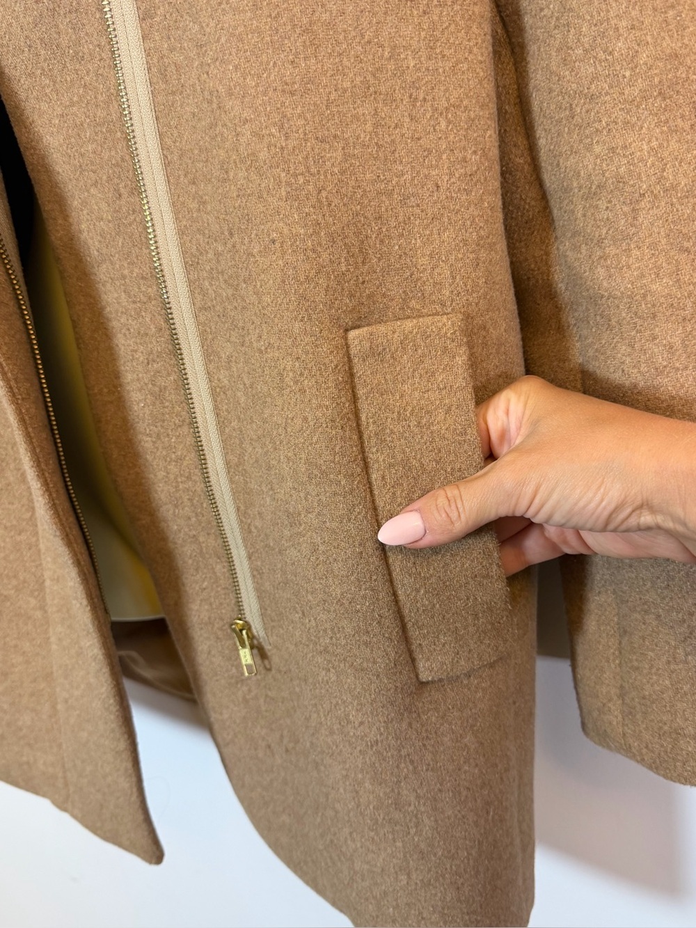 J. Crew Mercantile Camel Stand-Collar Wool Zip Front Pea Coat - Picture 5 of 9